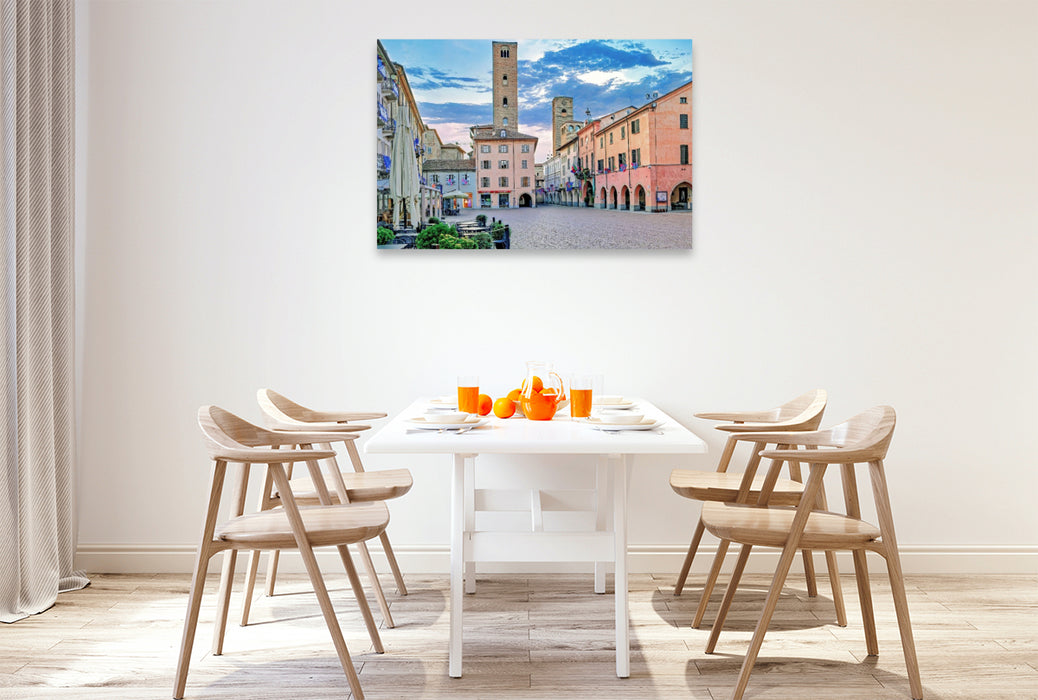 Premium Textil-Leinwand Trüffel Stadt Alba im Piemont