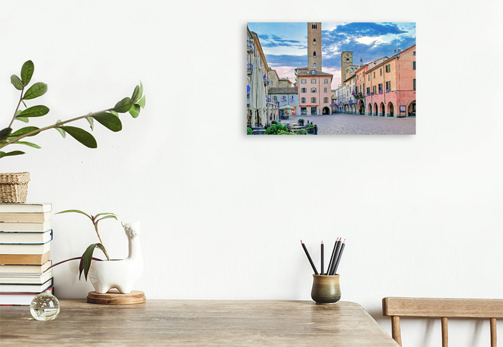 Premium Textil-Leinwand Trüffel Stadt Alba im Piemont