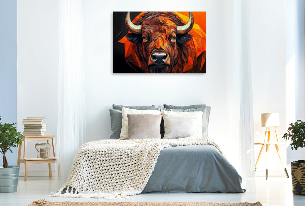 Premium Textil-Leinwand Bison