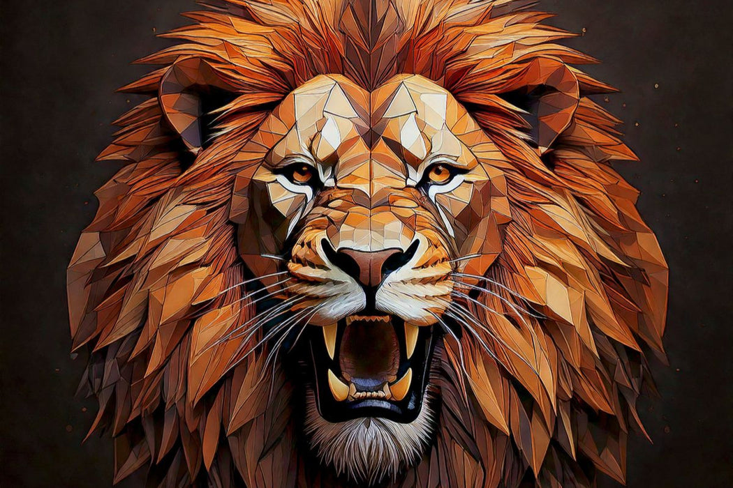 Premium Textil-Leinwand Löwe