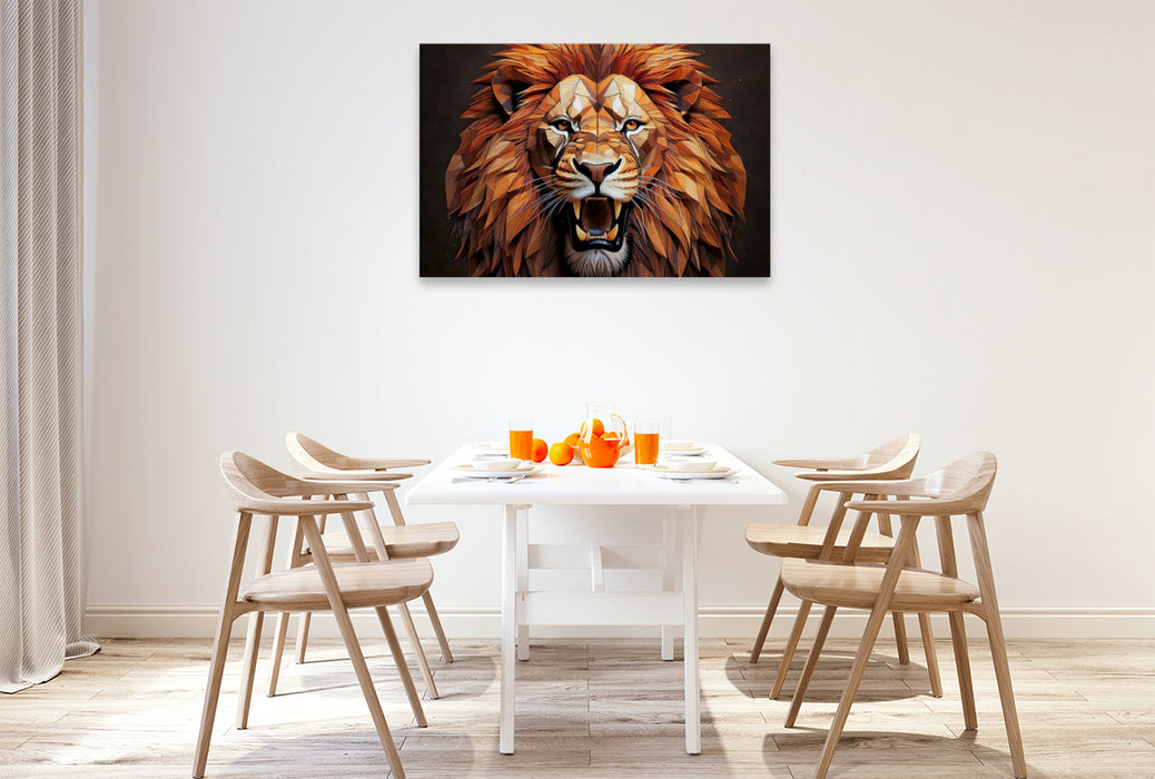 Premium Textil-Leinwand Löwe