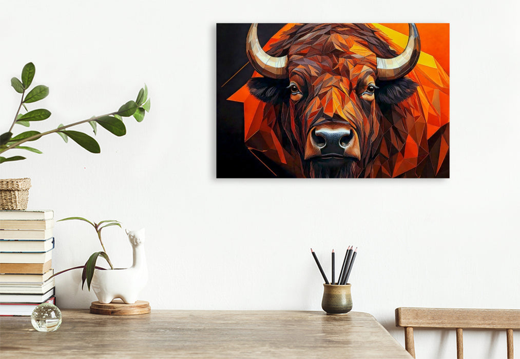 Premium Textil-Leinwand Bison