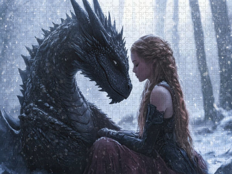 Die Hüterin und ihr Drachenfreund - CALVENDO Foto-Puzzle'