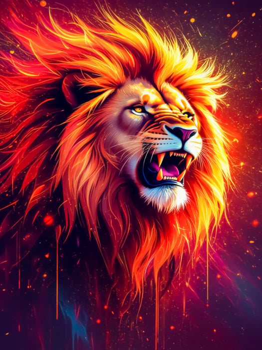 Feuriger Löwe in Farbenpracht - CALVENDO Foto-Puzzle'
