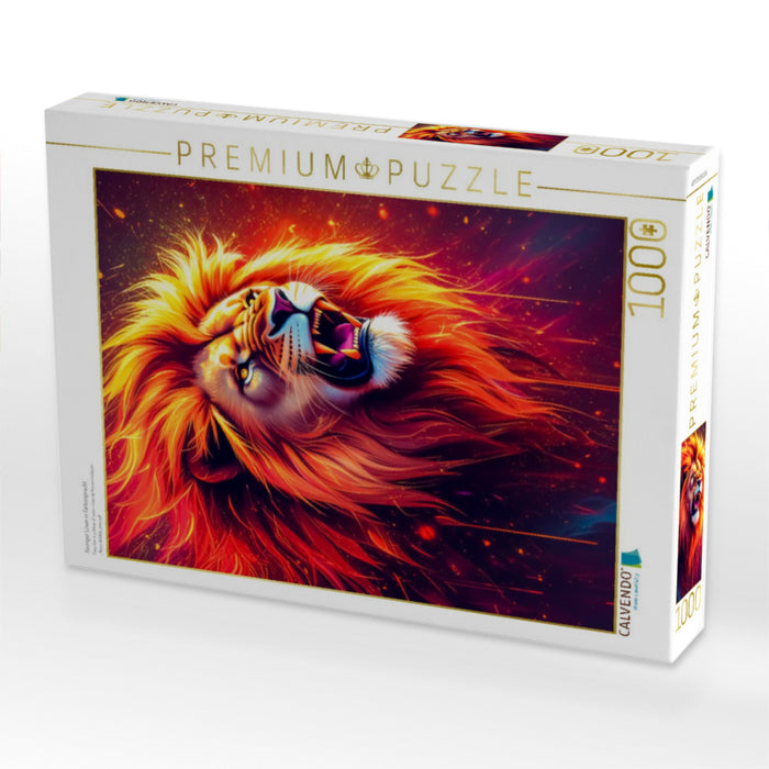 Feuriger Löwe in Farbenpracht - CALVENDO Foto-Puzzle'