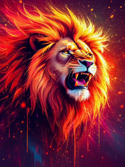 Feuriger Löwe in Farbenpracht - CALVENDO Foto-Puzzle'