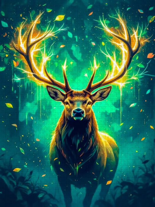 Magischer Hirsch im Lichtschein - CALVENDO Foto-Puzzle'