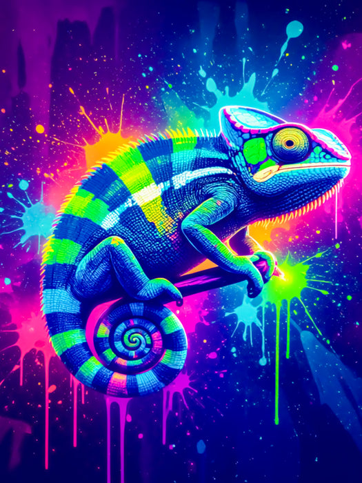 Farbexplosion des Chamäleons - CALVENDO Foto-Puzzle'