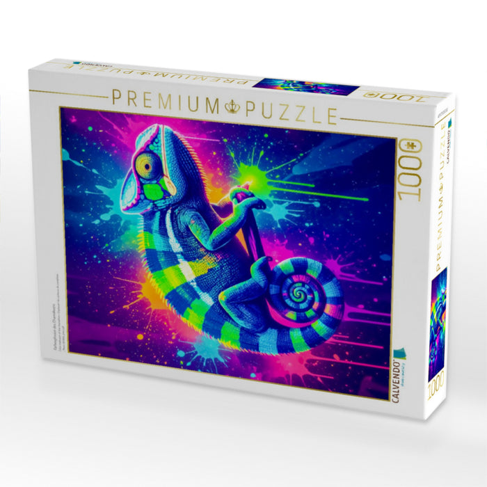 Farbexplosion des Chamäleons - CALVENDO Foto-Puzzle'