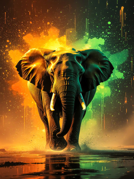 Elefant in bunten Farben - CALVENDO Foto-Puzzle'