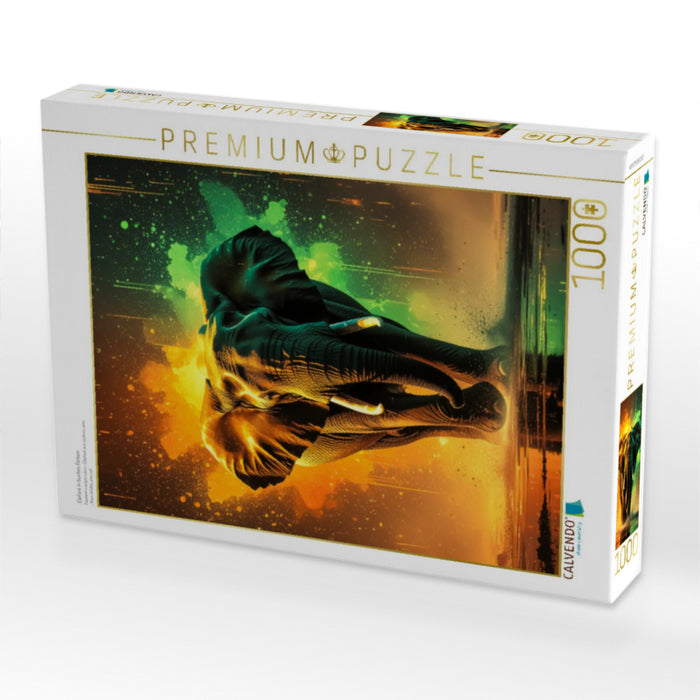 Elefant in bunten Farben - CALVENDO Foto-Puzzle'