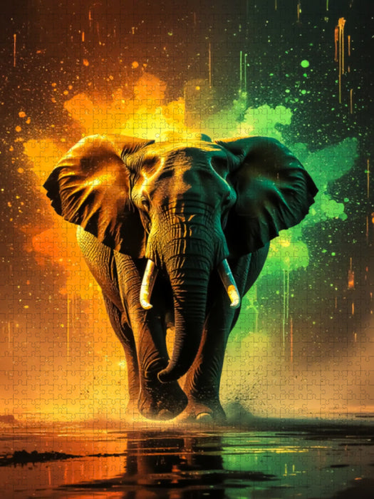 Elefant in bunten Farben - CALVENDO Foto-Puzzle'