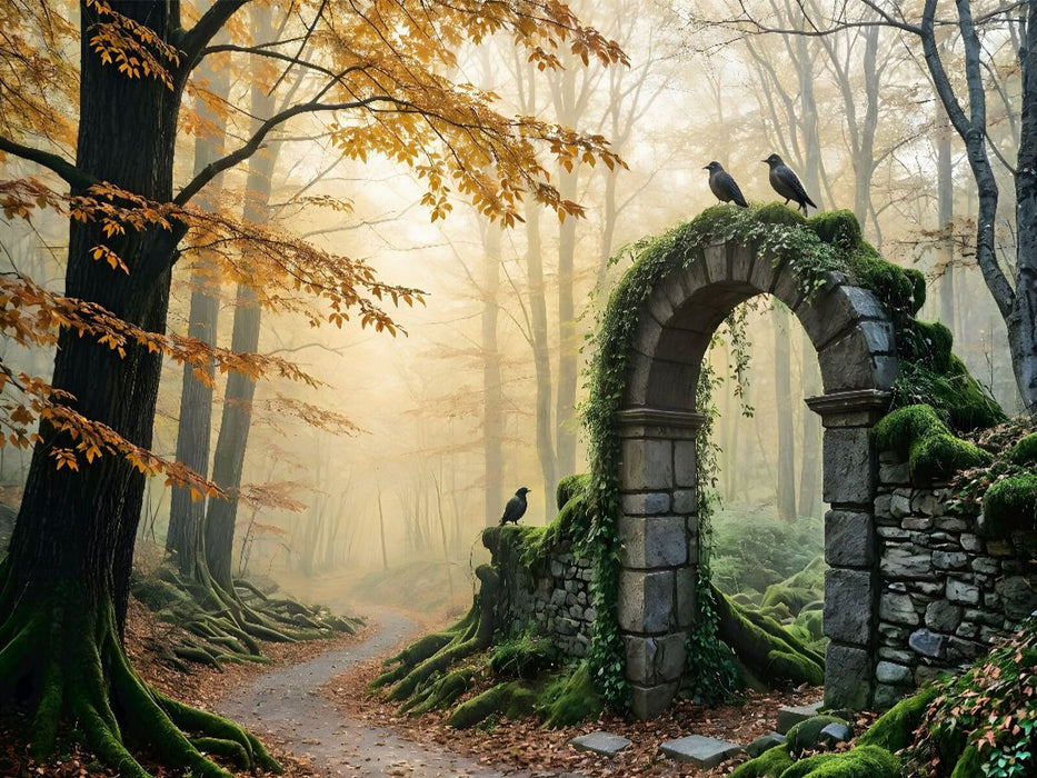 Die Wächter der Stille – Raben über der alten Ruine - CALVENDO Foto-Puzzle'