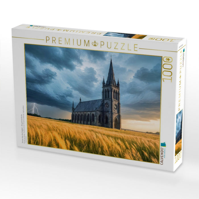 Donner über der Ewigkeit – Die gotische Kirche - CALVENDO Foto-Puzzle'