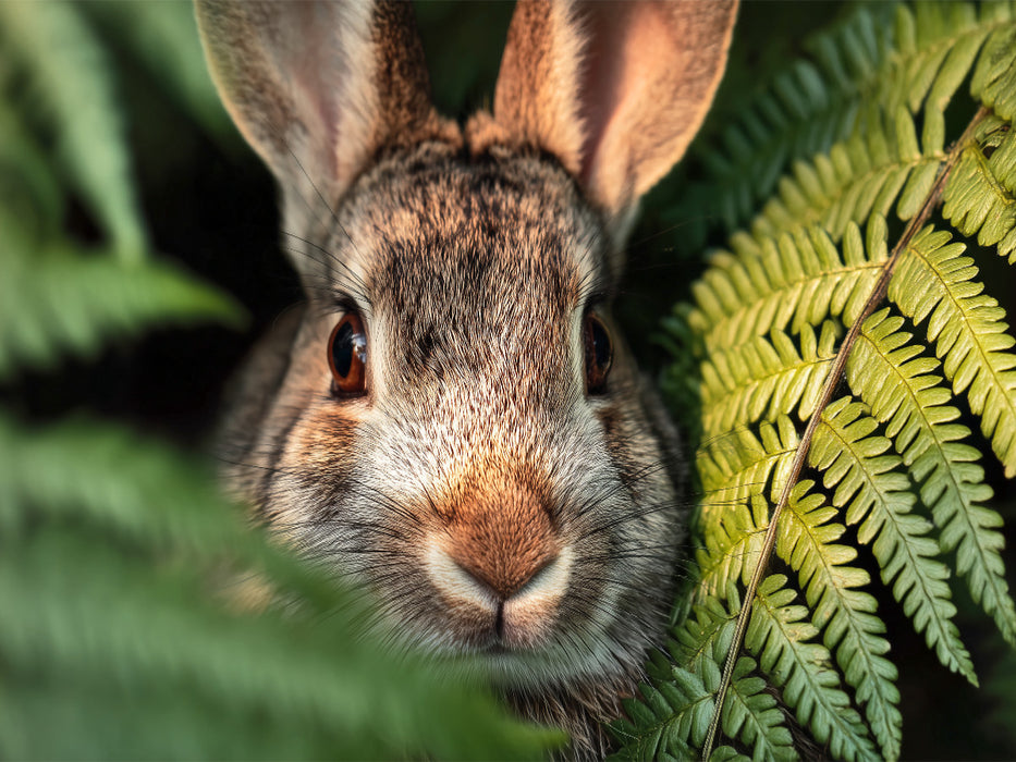 Neugier blinzelt zwischen Farn und Sonne - CALVENDO Foto-Puzzle'