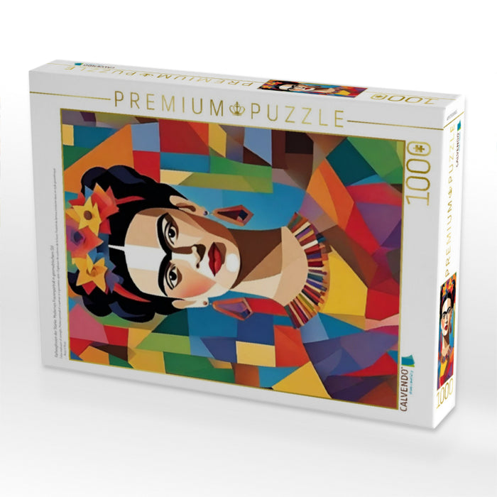 Farbexplosion der Stärke. Modernes Frauenporträt in geometrischem Stil - CALVENDO Foto-Puzzle'