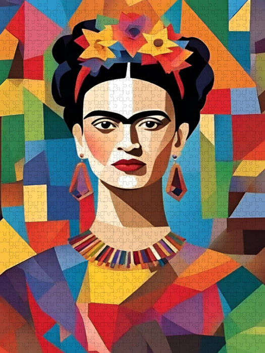 Farbexplosion der Stärke. Modernes Frauenporträt in geometrischem Stil - CALVENDO Foto-Puzzle'