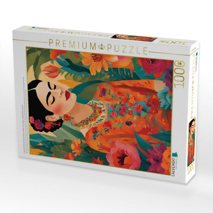 Tropische Ruhe. Frauenporträt in Farben des Lebens. Frida Kahlo inspiriert. - CALVENDO Foto-Puzzle'