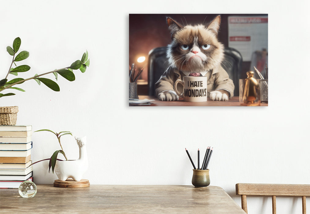 Premium Textil-Leinwand Ein freundliches Lächeln Morgens im Büro