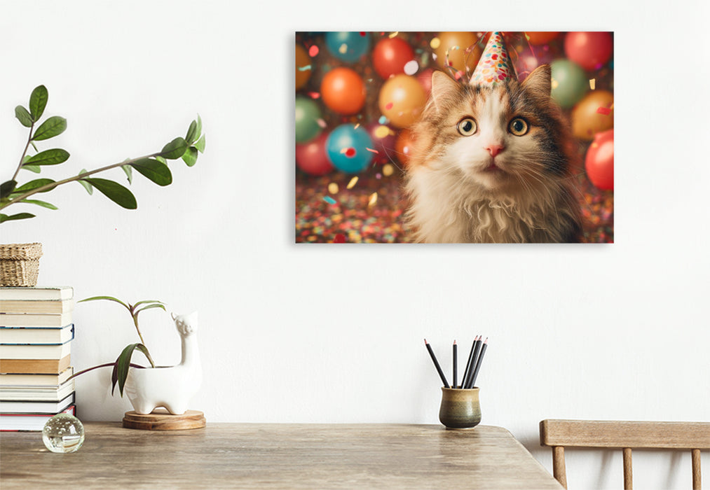 Premium Textil-Leinwand Neues Jahr, gleicher Napf, aber doppelt so viel Spaß