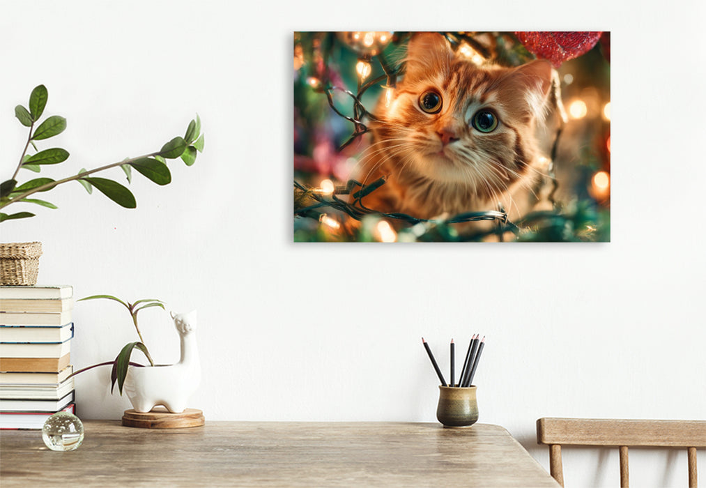 Premium Textil-Leinwand Alle Jahre wieder ist Chaos unter’m Baum