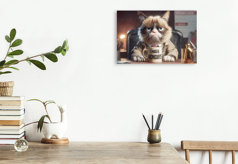 Premium Textil-Leinwand Ein freundliches Lächeln Morgens im Büro