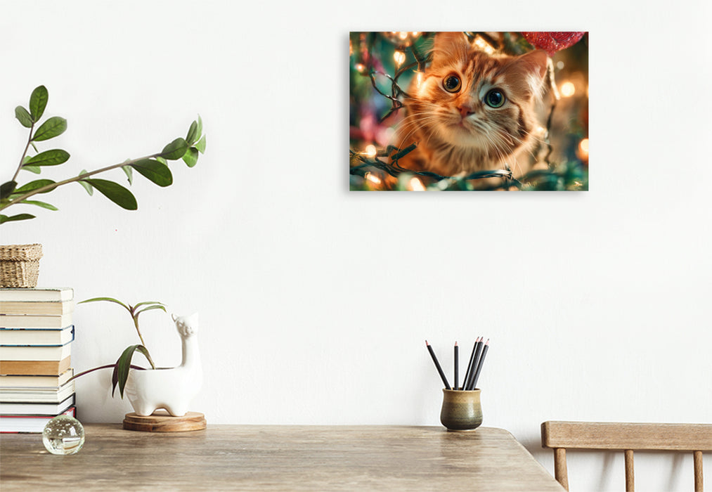 Premium Textil-Leinwand Alle Jahre wieder ist Chaos unter’m Baum