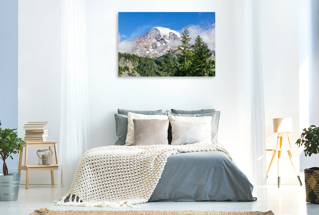 Premium Textil-Leinwand Markanter Mount Rainier