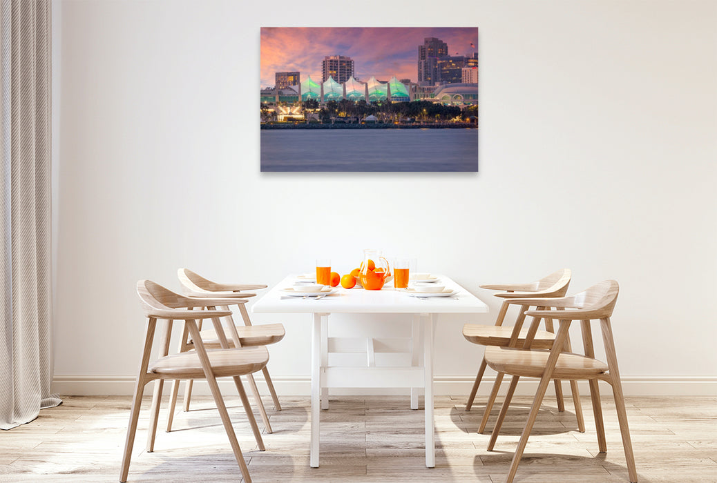 Premium Textil-Leinwand Bezaubernder Sonnenuntergang in San Diego