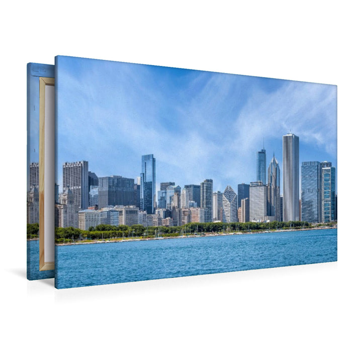 Premium Textil-Leinwand Skyline und Michigansee, Chicago