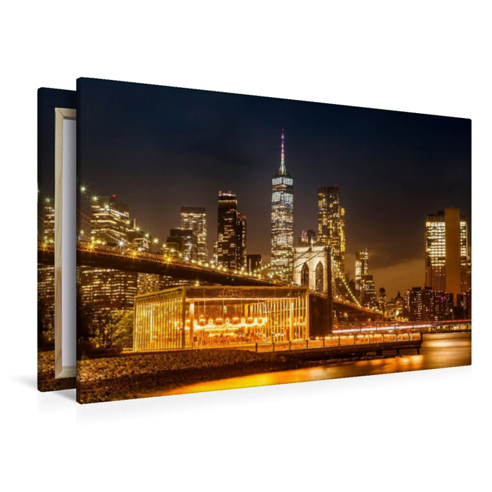 Premium Textil-Leinwand Malerische Manhattan Impression aus Brooklyn
