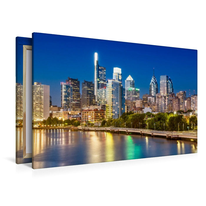 Premium Textil-Leinwand Blick von der South Street Bridge auf Downtown Philadelphia