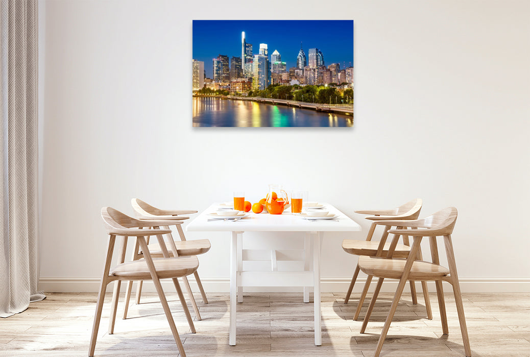 Premium Textil-Leinwand Blick von der South Street Bridge auf Downtown Philadelphia