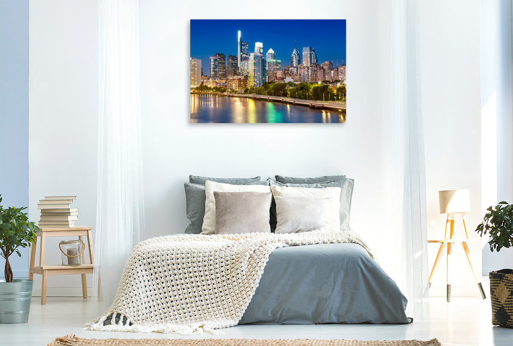 Premium Textil-Leinwand Blick von der South Street Bridge auf Downtown Philadelphia