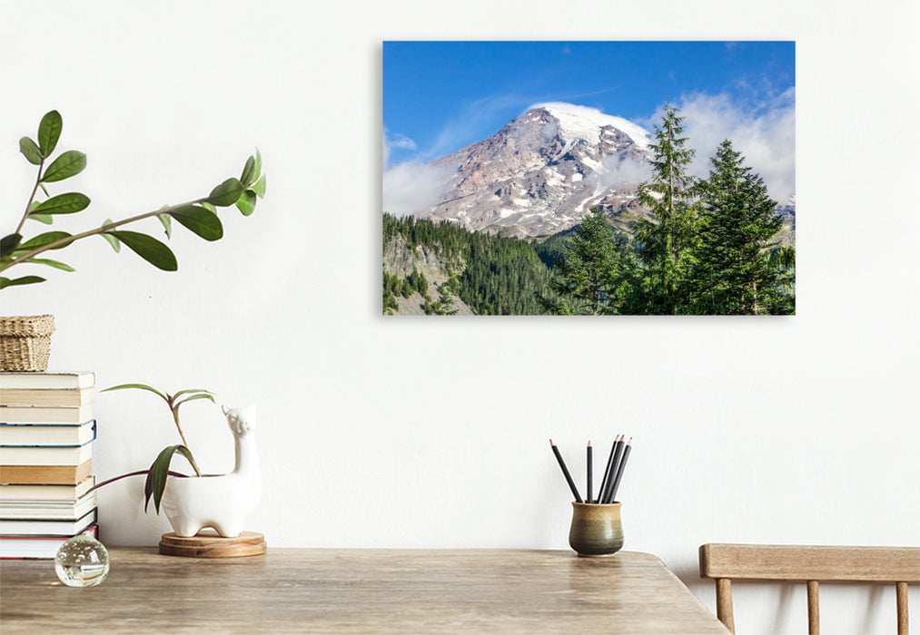 Premium Textil-Leinwand Markanter Mount Rainier