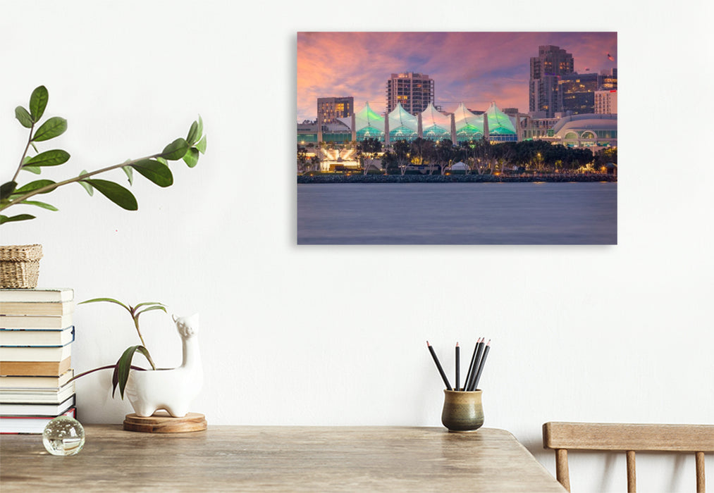 Premium Textil-Leinwand Bezaubernder Sonnenuntergang in San Diego
