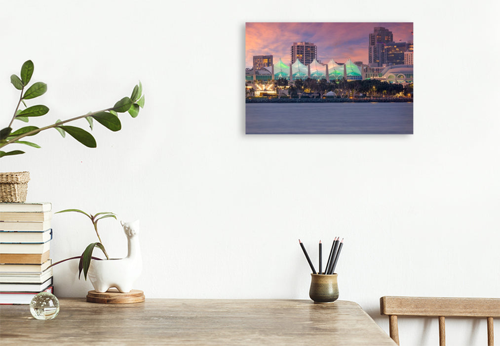 Premium Textil-Leinwand Bezaubernder Sonnenuntergang in San Diego