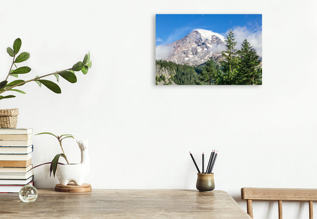 Premium Textil-Leinwand Markanter Mount Rainier