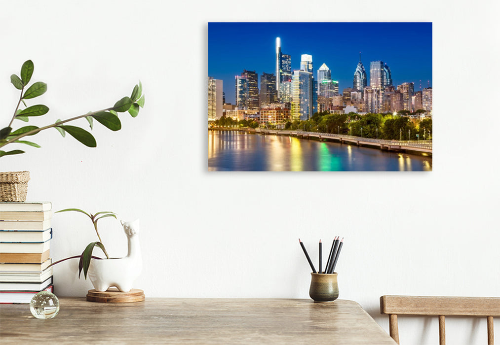 Premium Textil-Leinwand Blick von der South Street Bridge auf Downtown Philadelphia