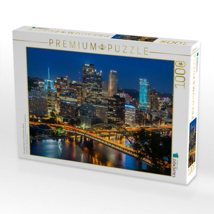 Traumhafte Skyline von Pittsburgh am Abend - CALVENDO Foto-Puzzle'