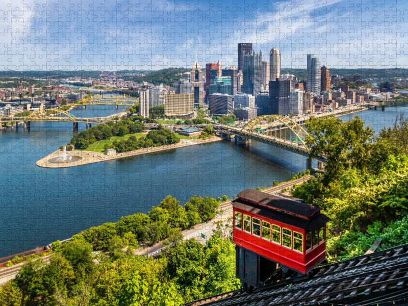 Imposante Pittsburgh Skyline mit Duquesne Incline - CALVENDO Foto-Puzzle'
