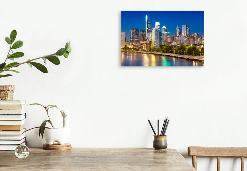 Premium Textil-Leinwand Blick von der South Street Bridge auf Downtown Philadelphia