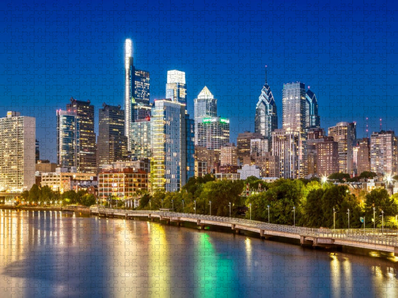 Blick von der South Street Bridge auf Downtown Philadelphia - CALVENDO Foto-Puzzle'