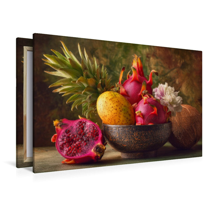 Premium Textil-Leinwand Tropische Früchte, Farben des Sommers