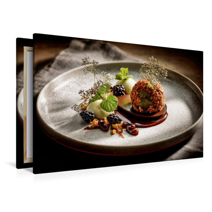 Premium Textil-Leinwand Fine Dining, kulinarische Kunst auf dem Teller
