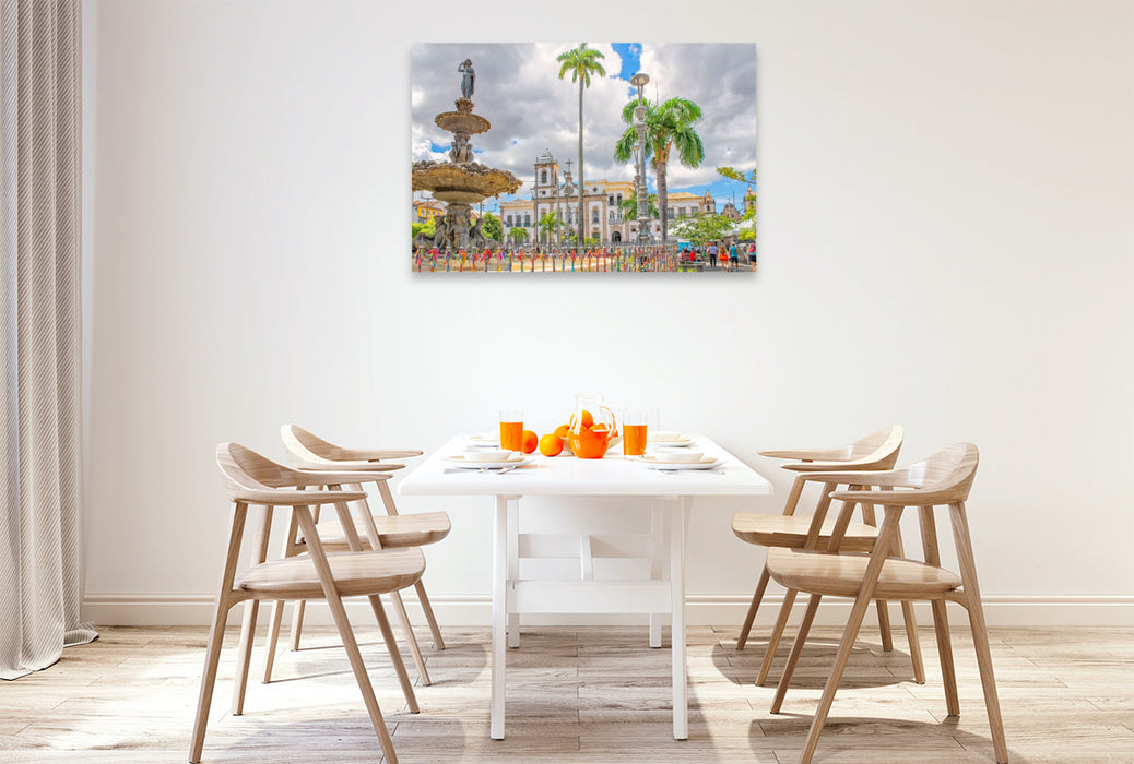 Premium Textil-Leinwand Platz Terreiro de Jesus, Salvador de Bahia, Brasilien