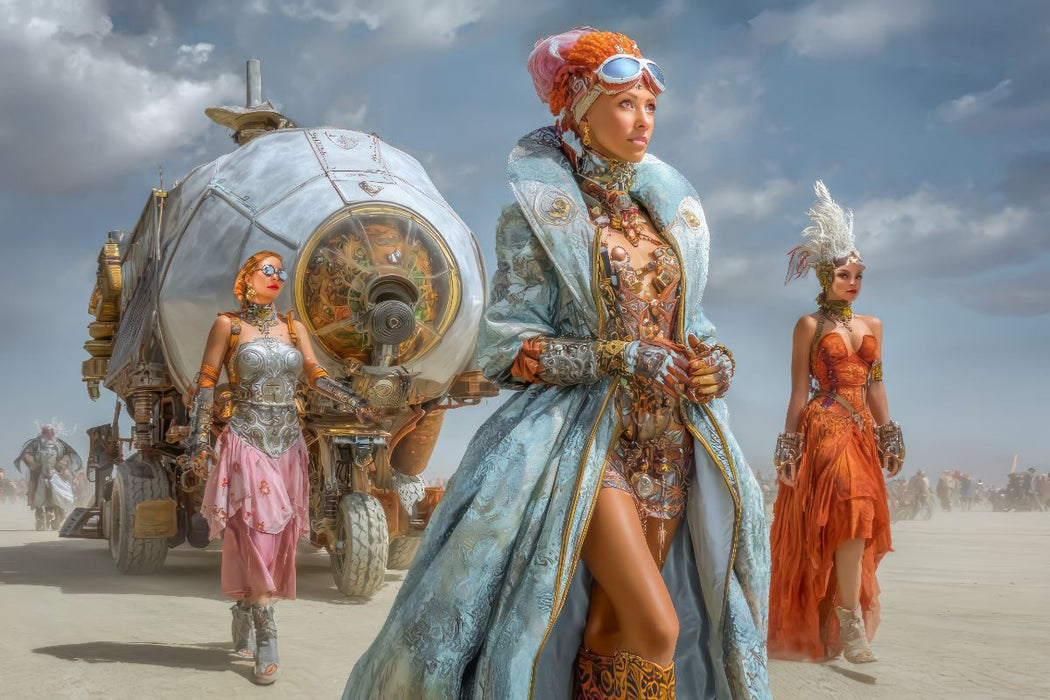 Premium Textil-Leinwand Festival in der Wüste