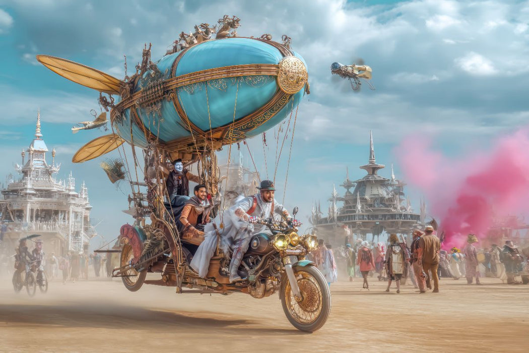 Premium Textil-Leinwand Festival in der Wüste