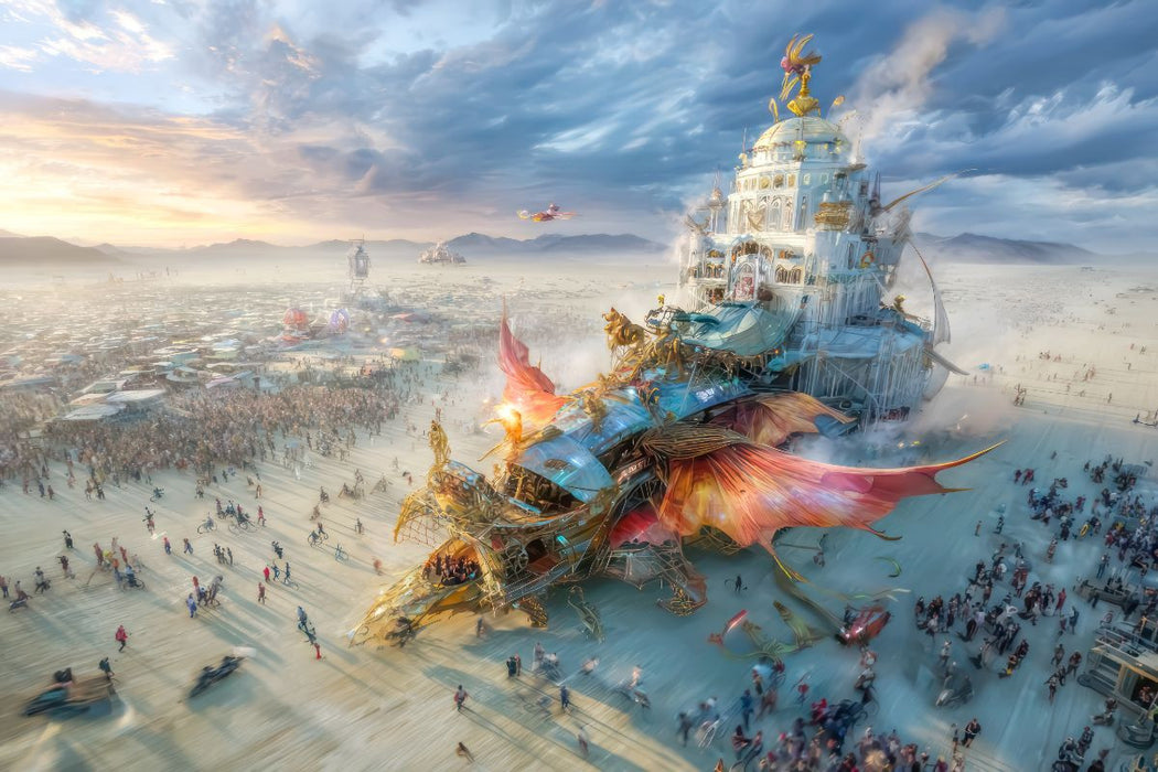 Premium Textil-Leinwand Festival in der Wüste