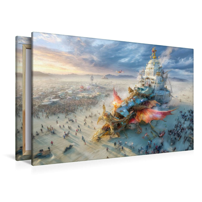 Premium Textil-Leinwand Festival in der Wüste